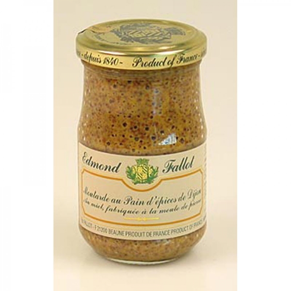 Dijon Senf mit Gewürzbrot und Honig, grob, Fallot, 190 ml