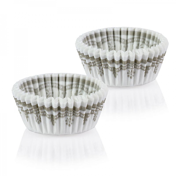 Papier Kapseln, weiß mit goldfarbenen Ornamenten, ø 35/52mm, 20mm hoch, 1.000 St