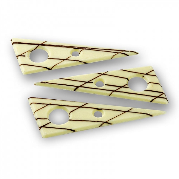 Deko-Aufleger "Tramontana" - Dreieck, gelocht, weiße Schokolade, gestreift, 690g, 131 St