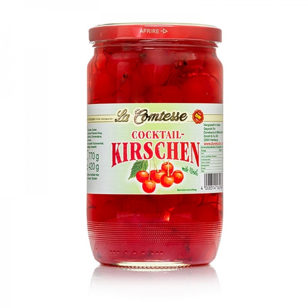 Cocktail-Kirschen, rot, mit Stiel, 770g