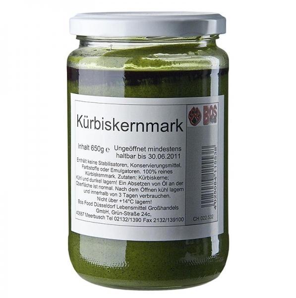 BOS FOOD Kürbiskern-Mark, 100% Mark ohne Zusatzstoffe, 650g