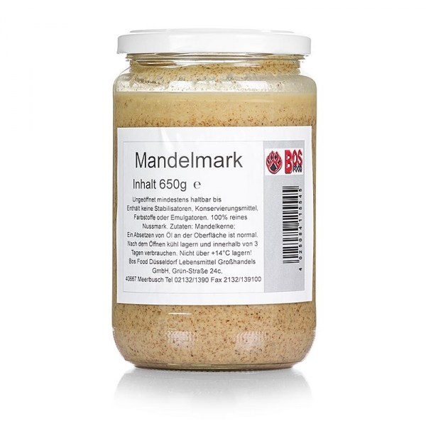 BOS FOOD Mandel-Mark, 100% Mark ohne Zusatzstoffe, 650g