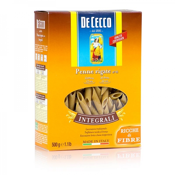 De Cecco Vollkorn Penne Rigate, No.41, 500g