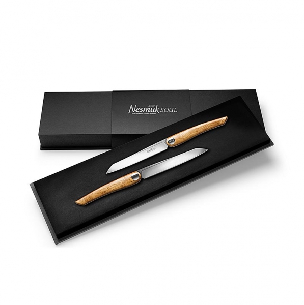 Nesmuk Soul Steak & Tafelmesser, Olivenholz, 2 St