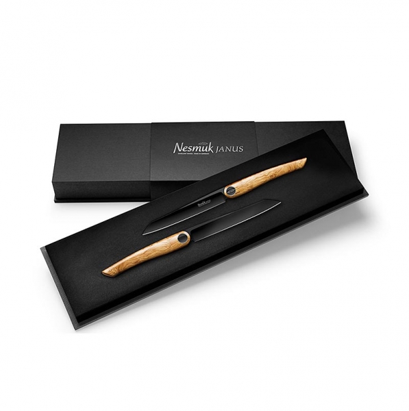 Nesmuk Janus Steak & Tafelmesser, Griff Olivenholz, 2 St