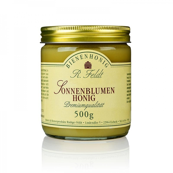 Sonnenblumen-Honig, sonnengelb, feincremig, mild aromatisch, 500g