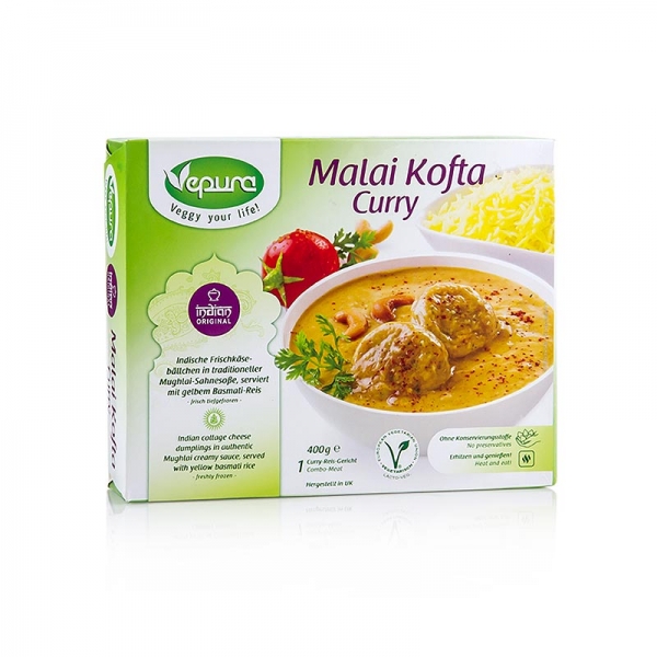 Malai Kofta Curry, Frischkäsebällchen in Mughlai-Sahnesoße, Basmatireis, TK, 400g