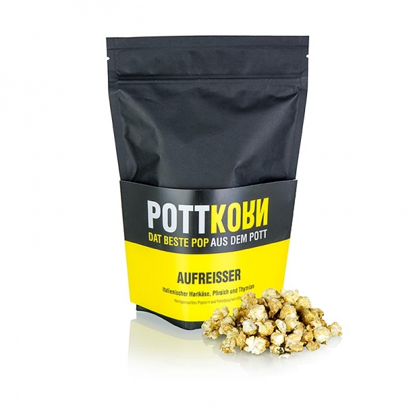 Pottkorn - Aufreisser, Popcorn mit Hartkäse, Pfirsich & Thymian, 150g