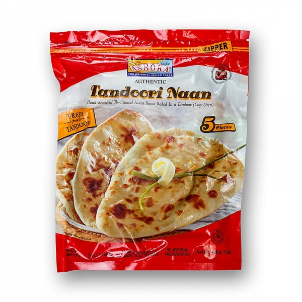 Tandoori Naan Indisches Brot, natur (Plain) 5 Brote, 426g, TK, 426g, 5 St